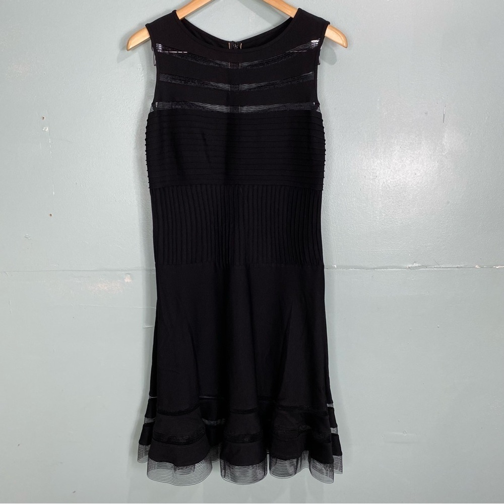 Tadashi Shoji Black‎ Mini Sleeveless Ribbed Sz Petite Large